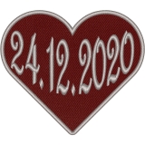 Herz in Weinrot mit ihren Datum